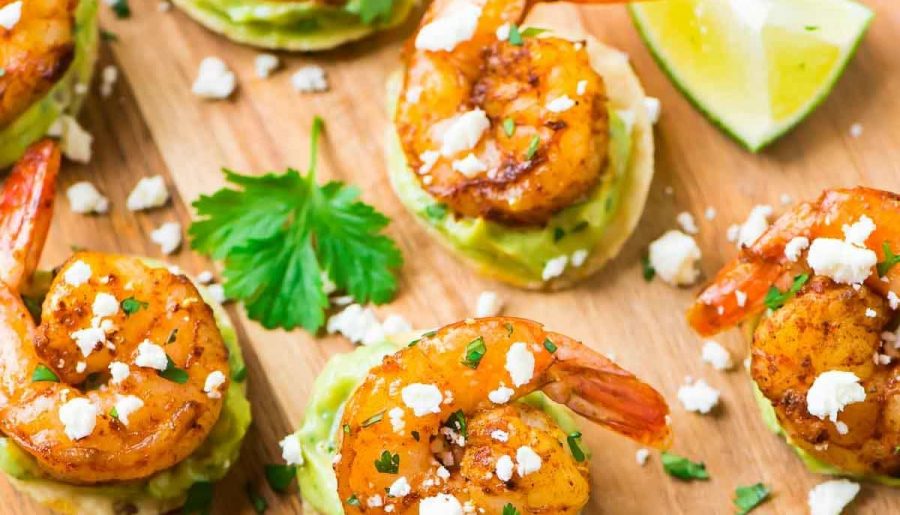 Guacamole and prawns with Nourishables